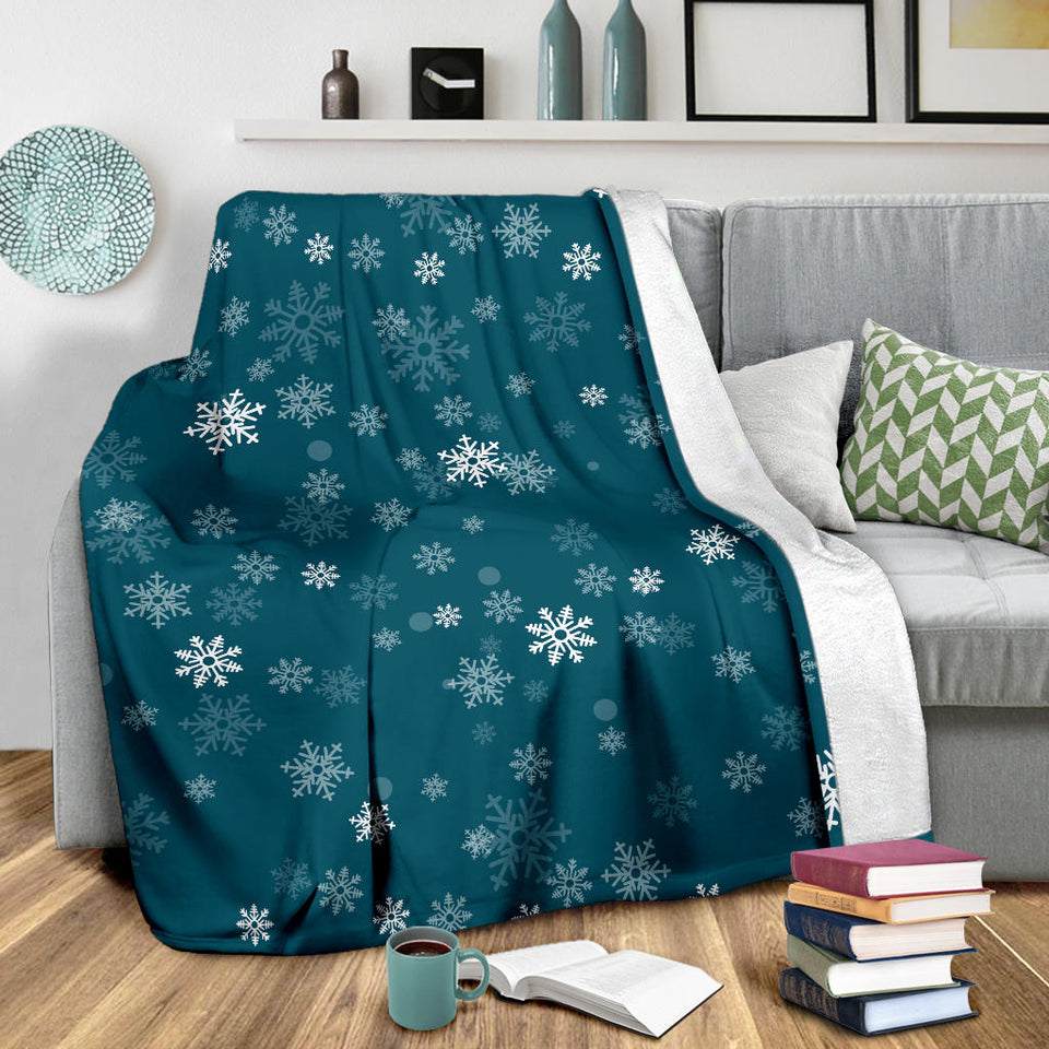 Snowflake Pattern Dark Background Premium Blanket