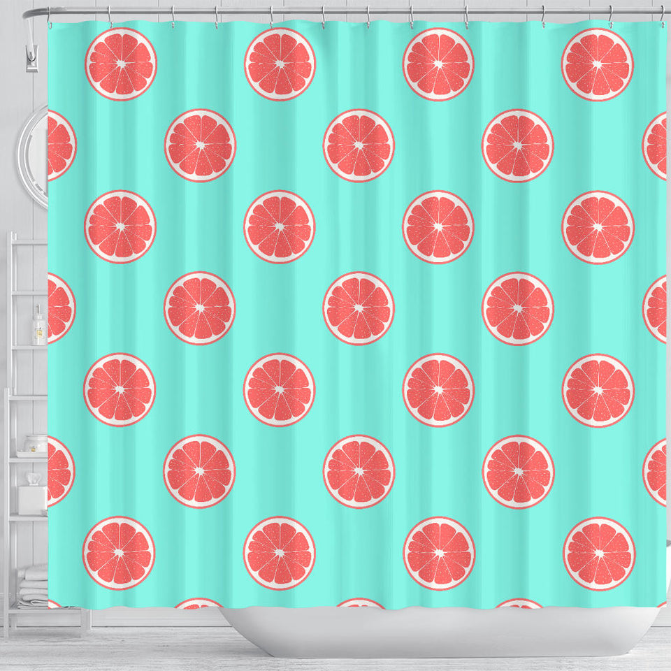 Grapefruit Green Background Shower Curtain Fulfilled In US