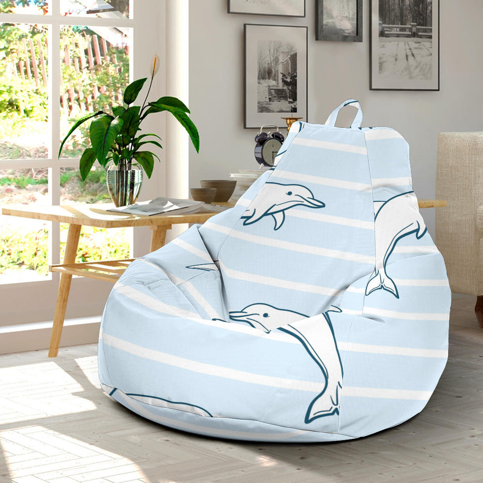 Dolphin Blue Striped Background Bean Bag Cover