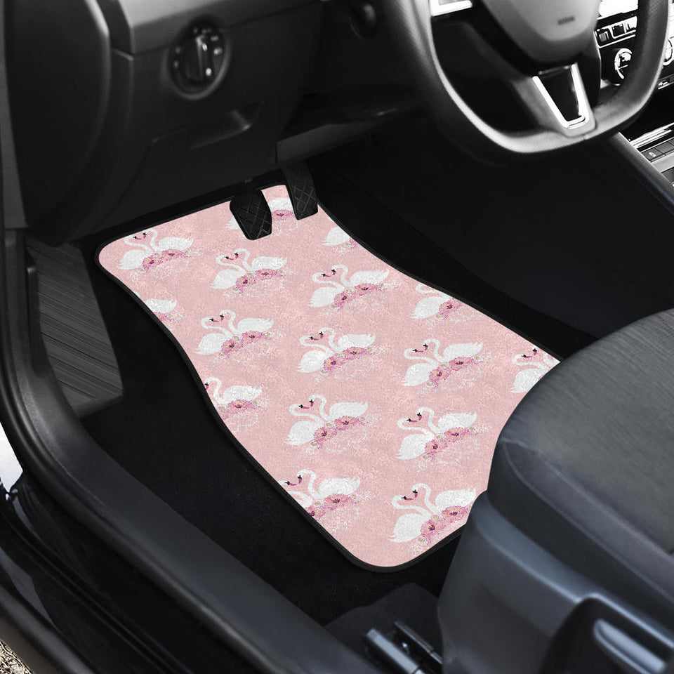 White Swan And Flower Love Pattern Front Car Mats