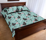 poodle dog green background Quilt Bed Set