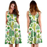 Cactus Pattern Sleeveless Midi Dress