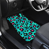 Green Leopard Skin Print Pattern Front And Back Car Mats