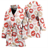 Lips Pattern Print Design 04 Women's Bathrobe