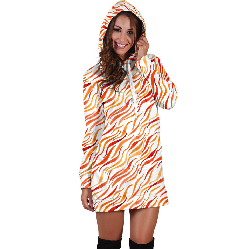 Fire Flame Watercolor Pattern Women'S Hoodie Dress