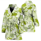Cute Frog Dragonfly Pattern Women'S Bathrobe