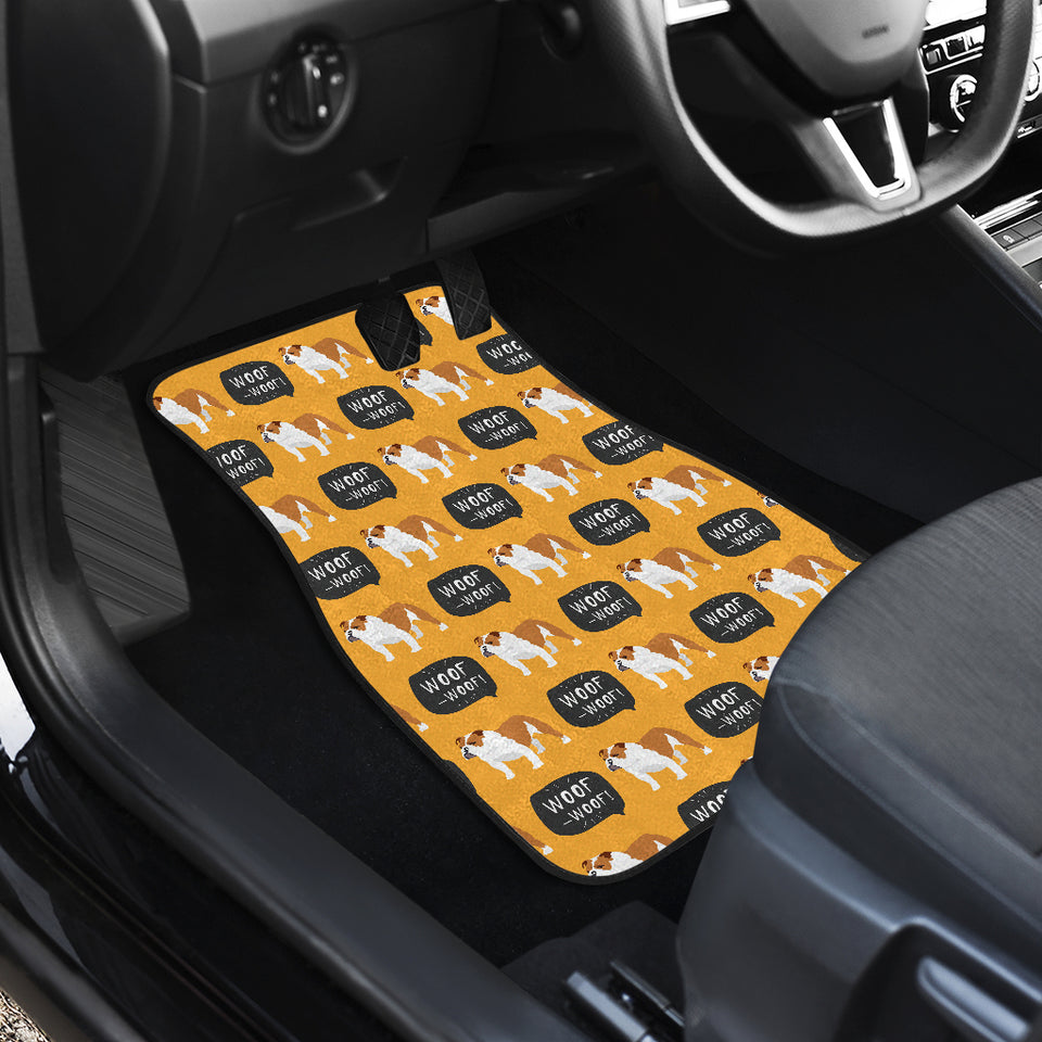English Bulldog Pattern Print Design 04 Front and Back Car Mats