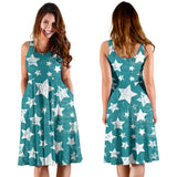 Vintage Star Pattern Sleeveless Midi Dress