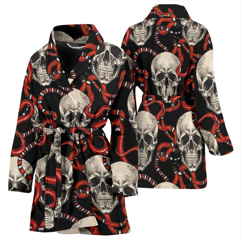 Red Snake Skull Pattern Women'S Bathrobe