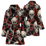Red Snake Skull Pattern Women'S Bathrobe