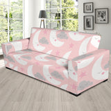 Cute Moon Cloud Star Pattern Pink Dot Background Sofa Slipcover