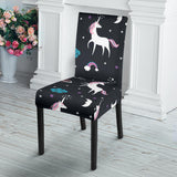 Unicorn Rainbows Moon Clound Star Pattern Dining Chair Slipcover