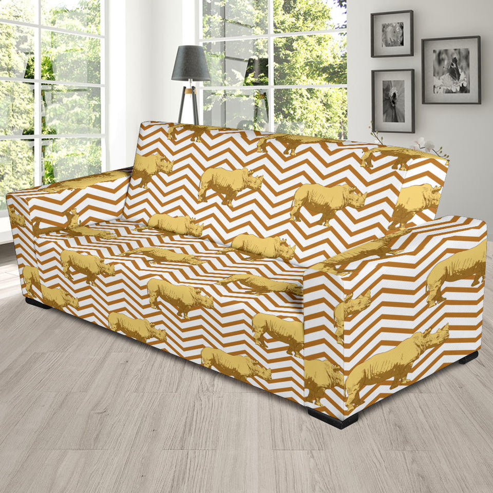 Rhino Yellow Theme Pattern Sofa Slipcover