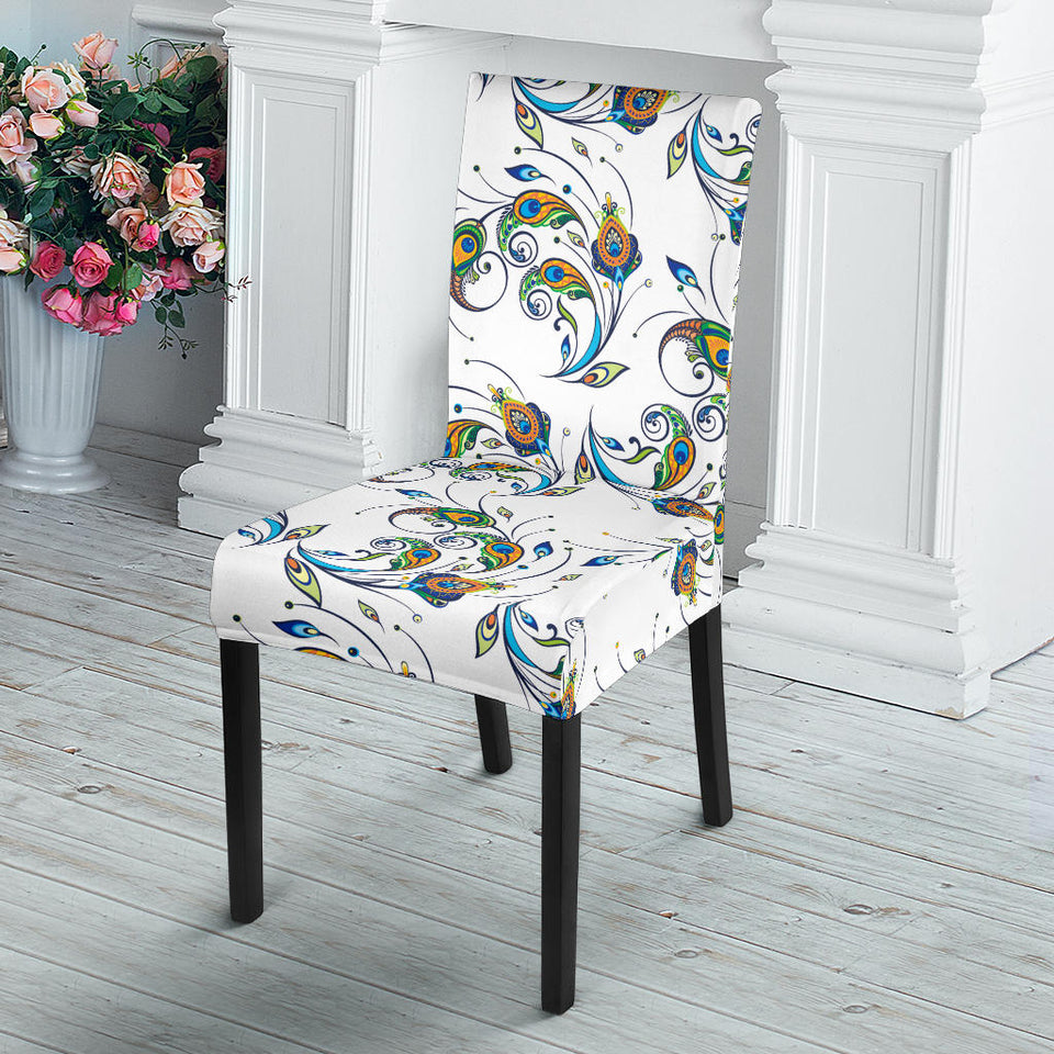 Peacock Feather Pattern Dining Chair Slipcover