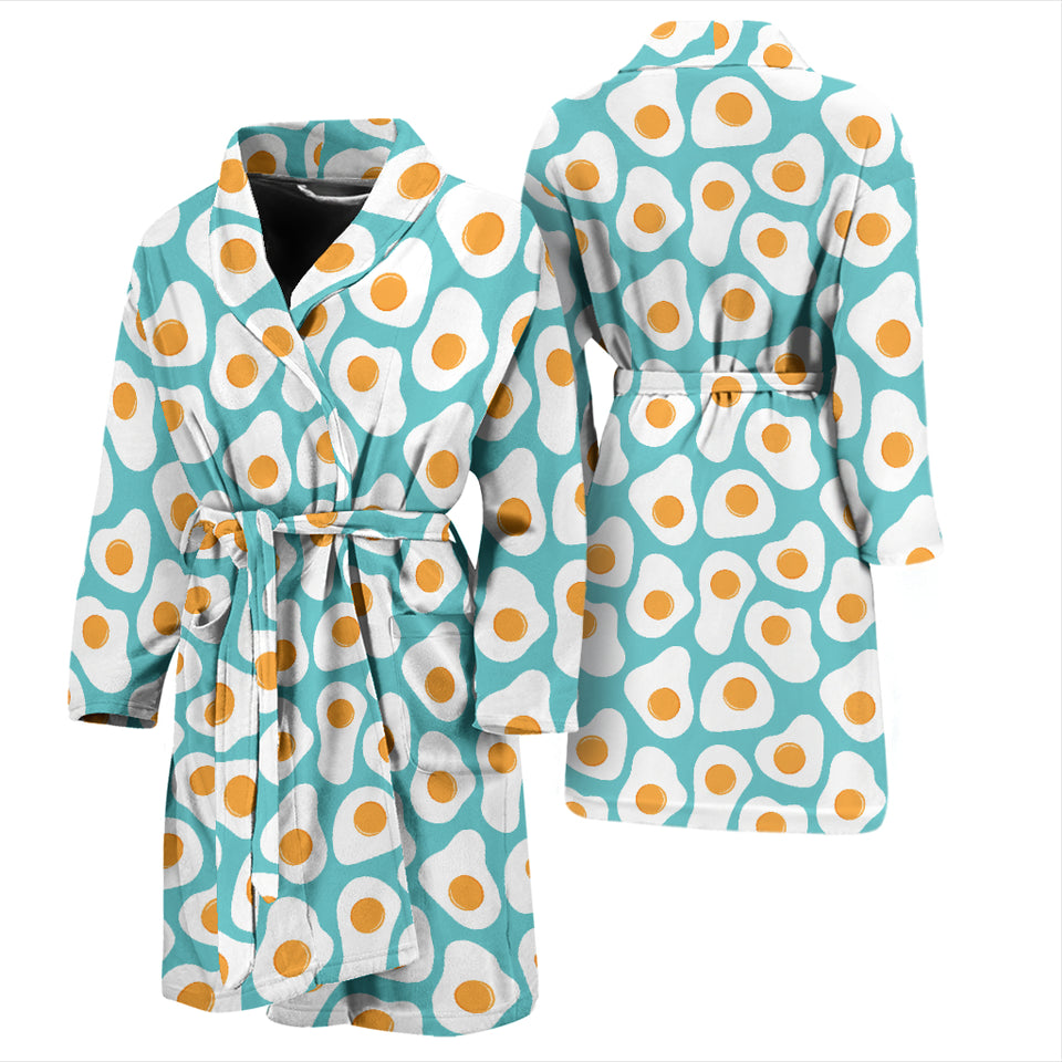 Fried Eggs Pattern Print Design 04 Men's Bathrobe