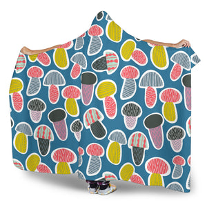Colorful Mushroom Design Pattern Hooded Blanket