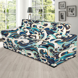 Japanese Wave Pattern Sofa Slipcover