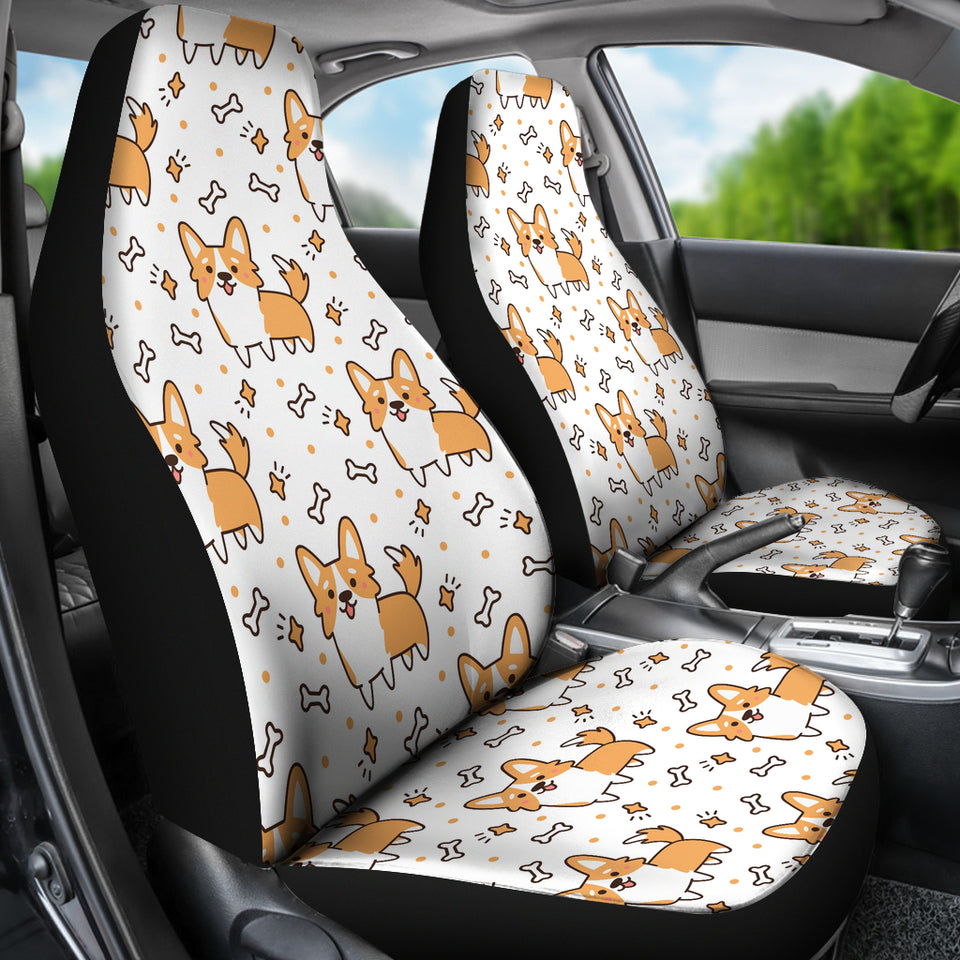 Cute Corgi Heart Star Bone Pattern Universal Fit Car Seat Covers