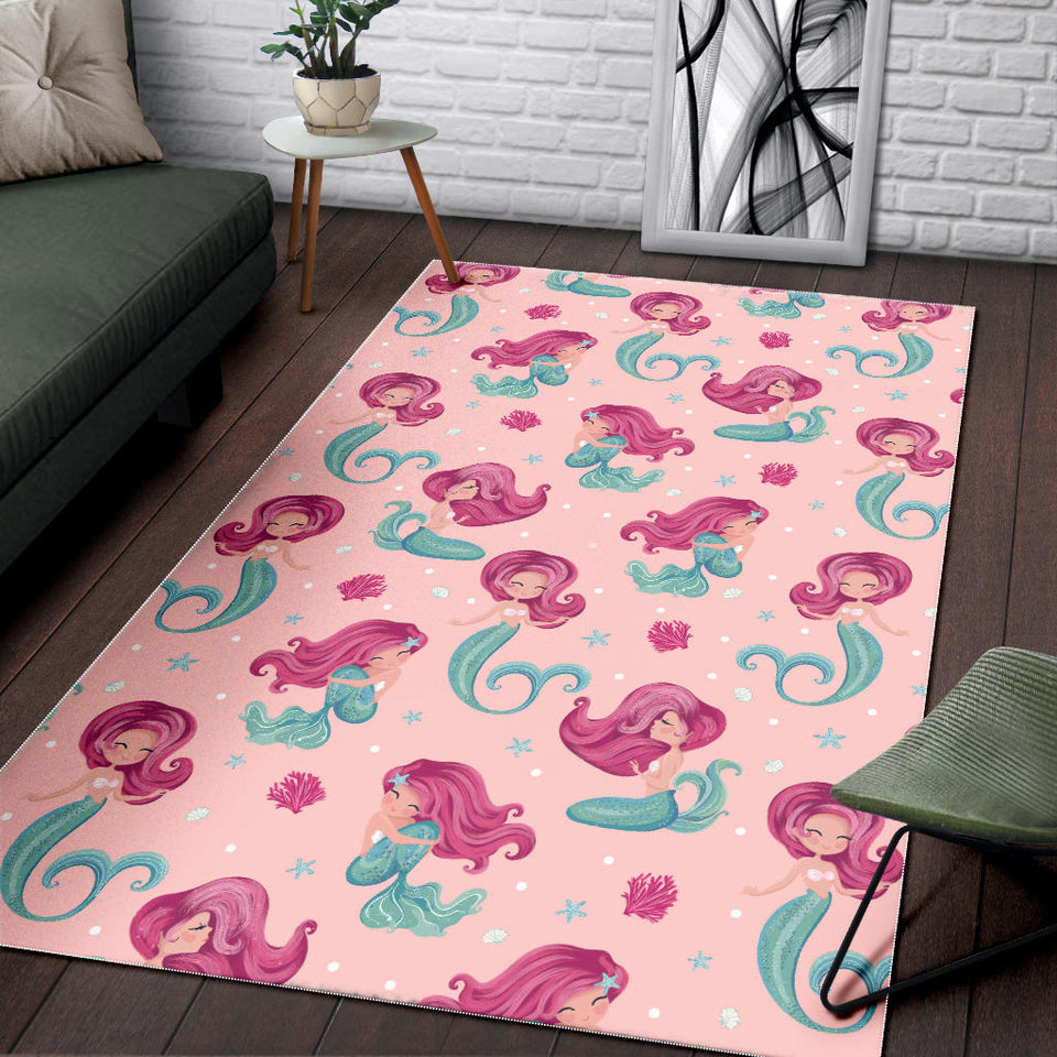 Cute Little Mermaid Pattern Area Rug