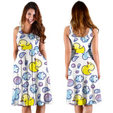 Duck Toy Pattern Print Design 01 Sleeveless Midi Dress