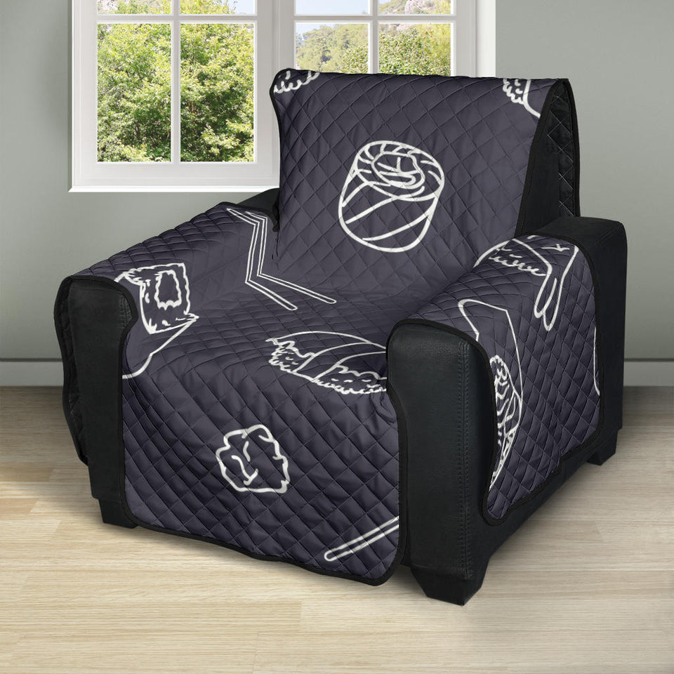 sushi pattern black background Recliner Cover Protector