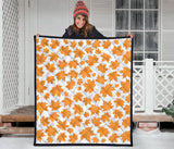 Orange Maple Leaf Pattern Premium Quilt