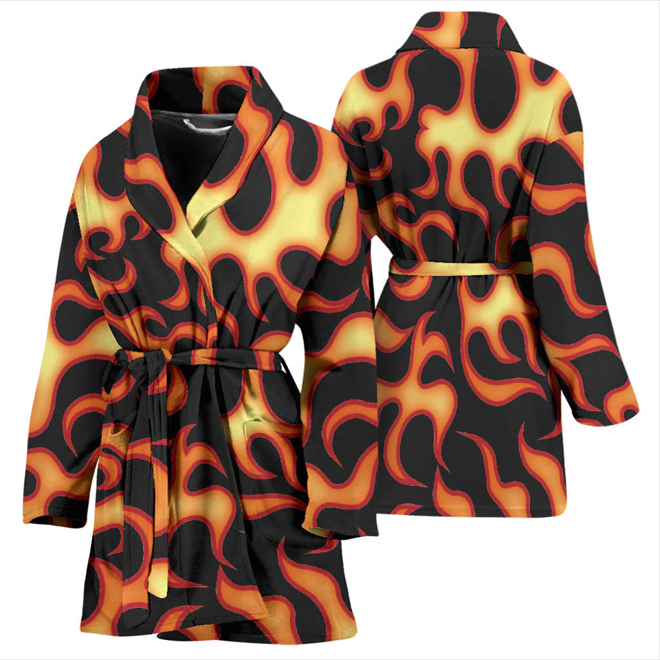 Fire Flame Dark Pattern Women'S Bathrobe