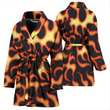 Fire Flame Dark Pattern Women'S Bathrobe