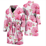 Pink Purple Orchid Pattern Background Men'S Bathrobe