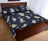 Cute sloth astronaut star planet rocket pattern Quilt Bed Set
