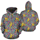 Cute Yellow Monkey Leaves Pattern Zip Up Hoodie