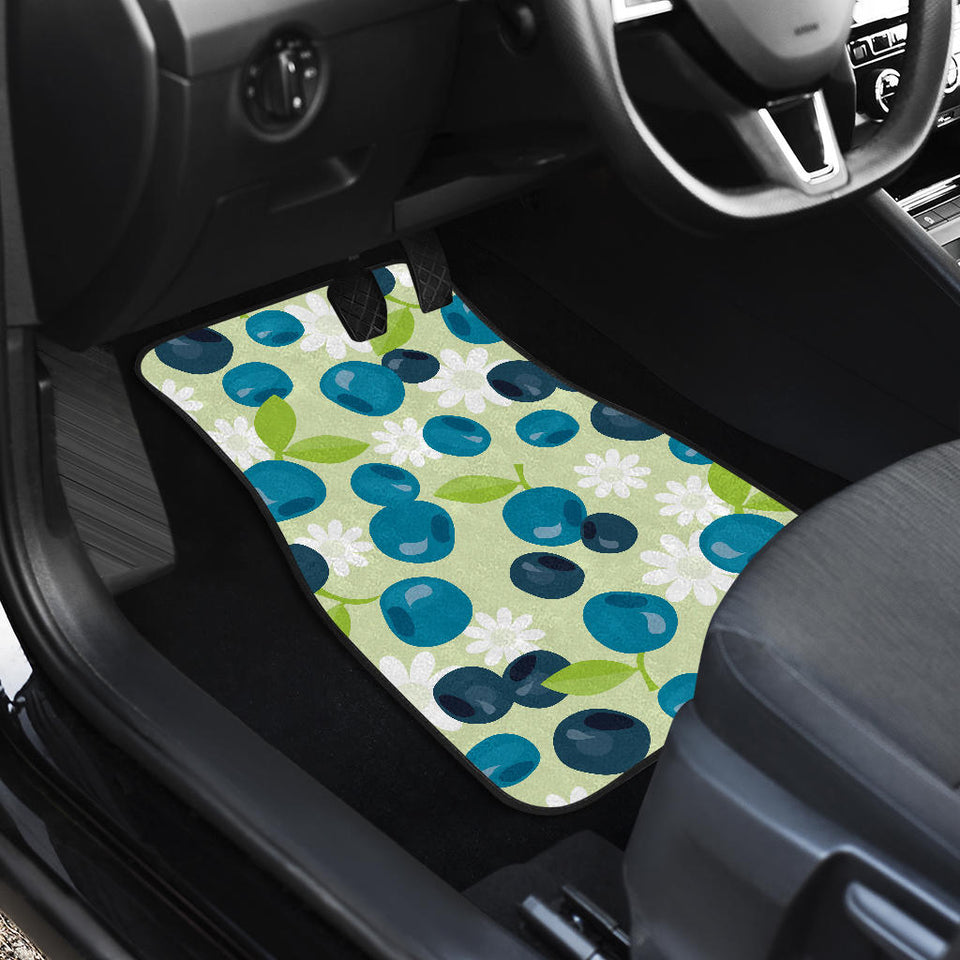 Blueberry Flower Pattern Front And Back Car Mats
