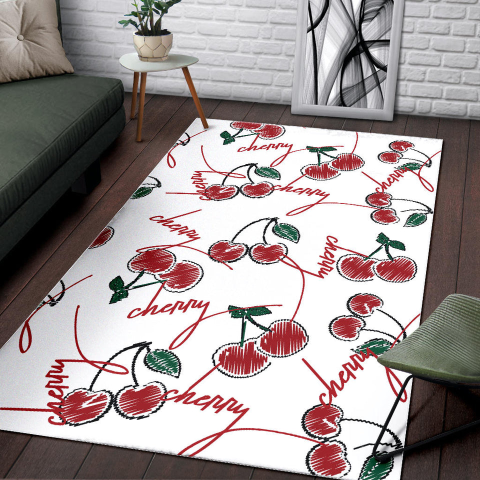 Hand Drawn Cherry Pattern Area Rug