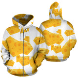 Cheese Slice Pattern Zip Up Hoodie