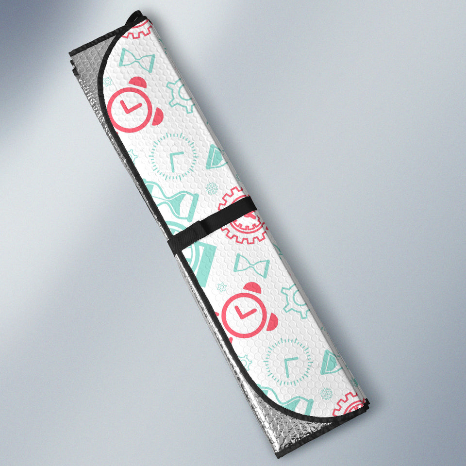 Clock Time Pattern Blackground Car Sun Shade