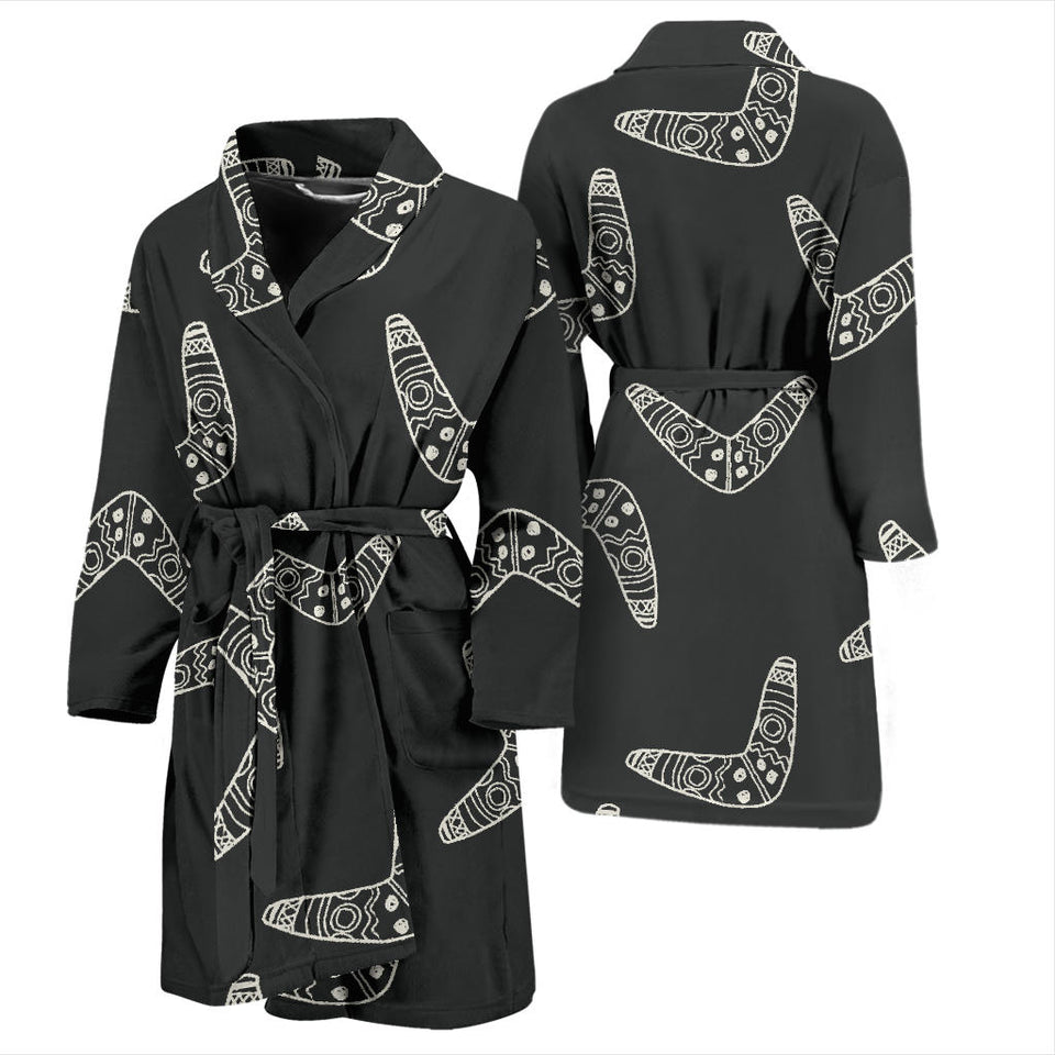 Hand Drawn Boomerang Australian Aboriginal Ornament Men'S Bathrobe