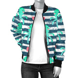 Cute Octopuses Heart Striped Background Women'S Bomber Jacket