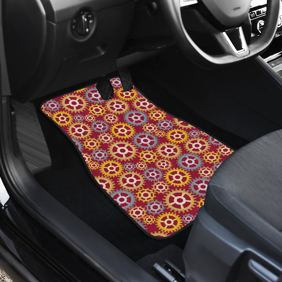 Gear Pattern Print Design 04 Front and Back Car Mats