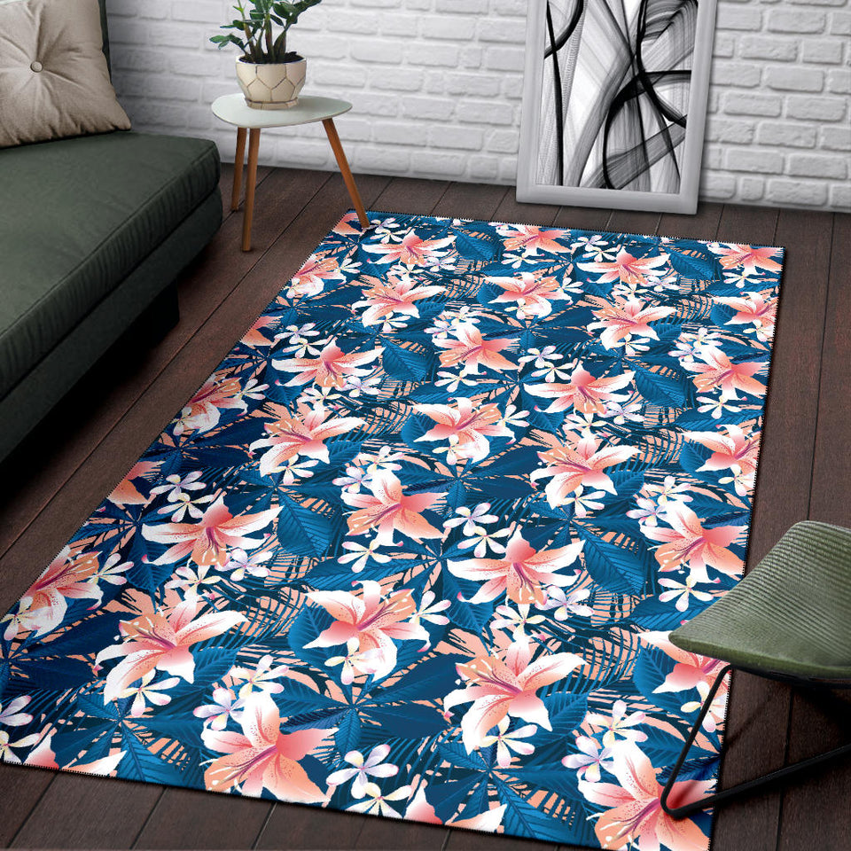Hibiscus Pattern Print Design 02 Area Rug.
