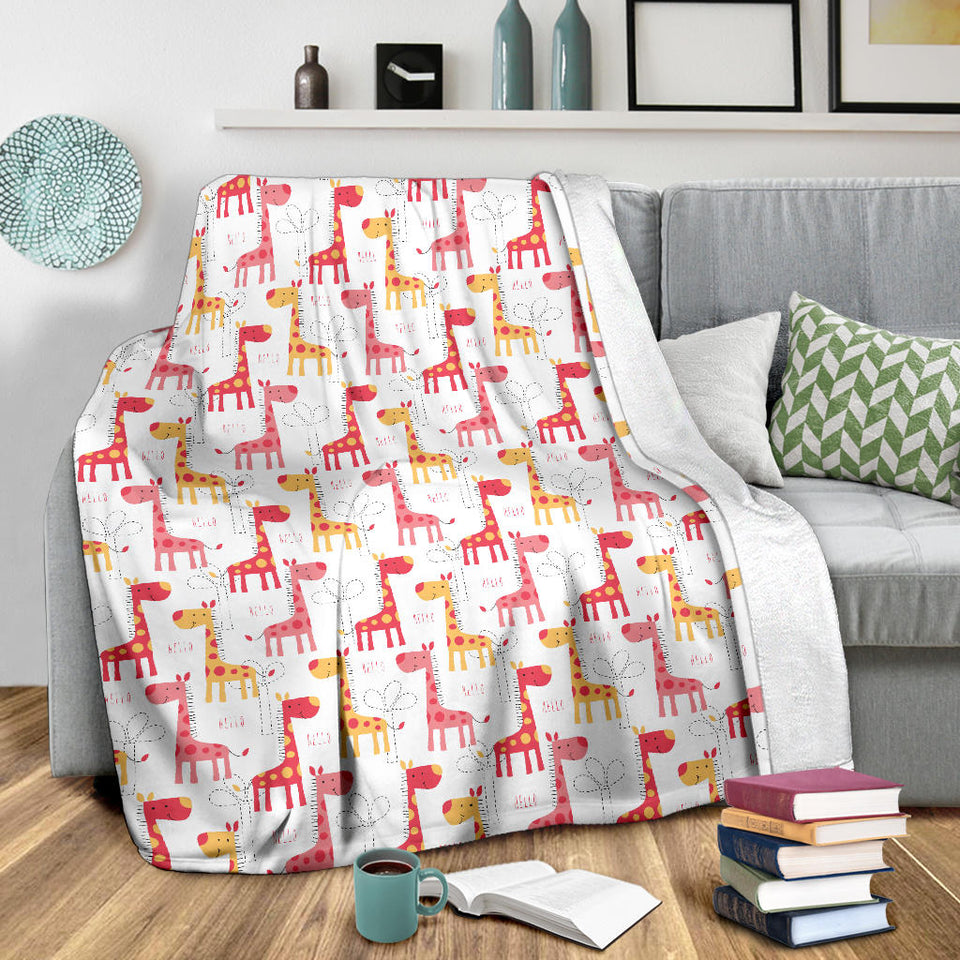 Giraffe Pattern Print Design 03 Premium Blanket