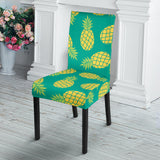 Pineapples Pattern Green Background Dining Chair Slipcover