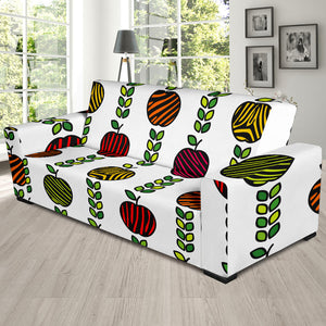 Colorful Apples Leave Zebra Stripe Sofa Slipcover