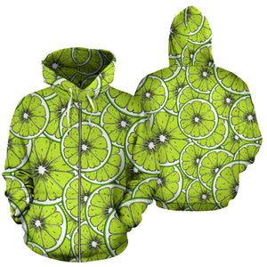 Slices Of Lime Design Pattern Zip Up Hoodie