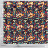 Sugar Skulls Flower Maxican Pattern Shower Curtain Fulfilled In US