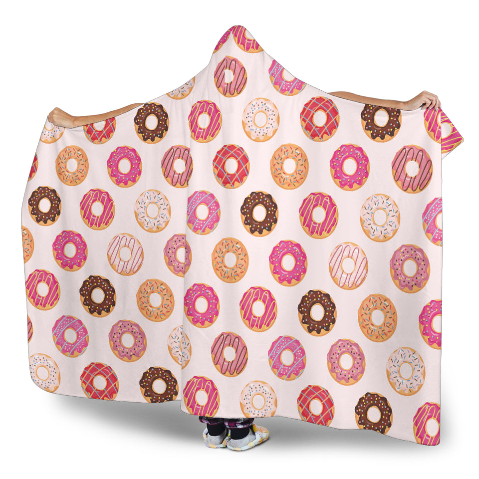 Colorful Donut Pattern Hooded Blanket