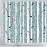 Crows Christmas Hat Scarf Shower Curtain Fulfilled In US