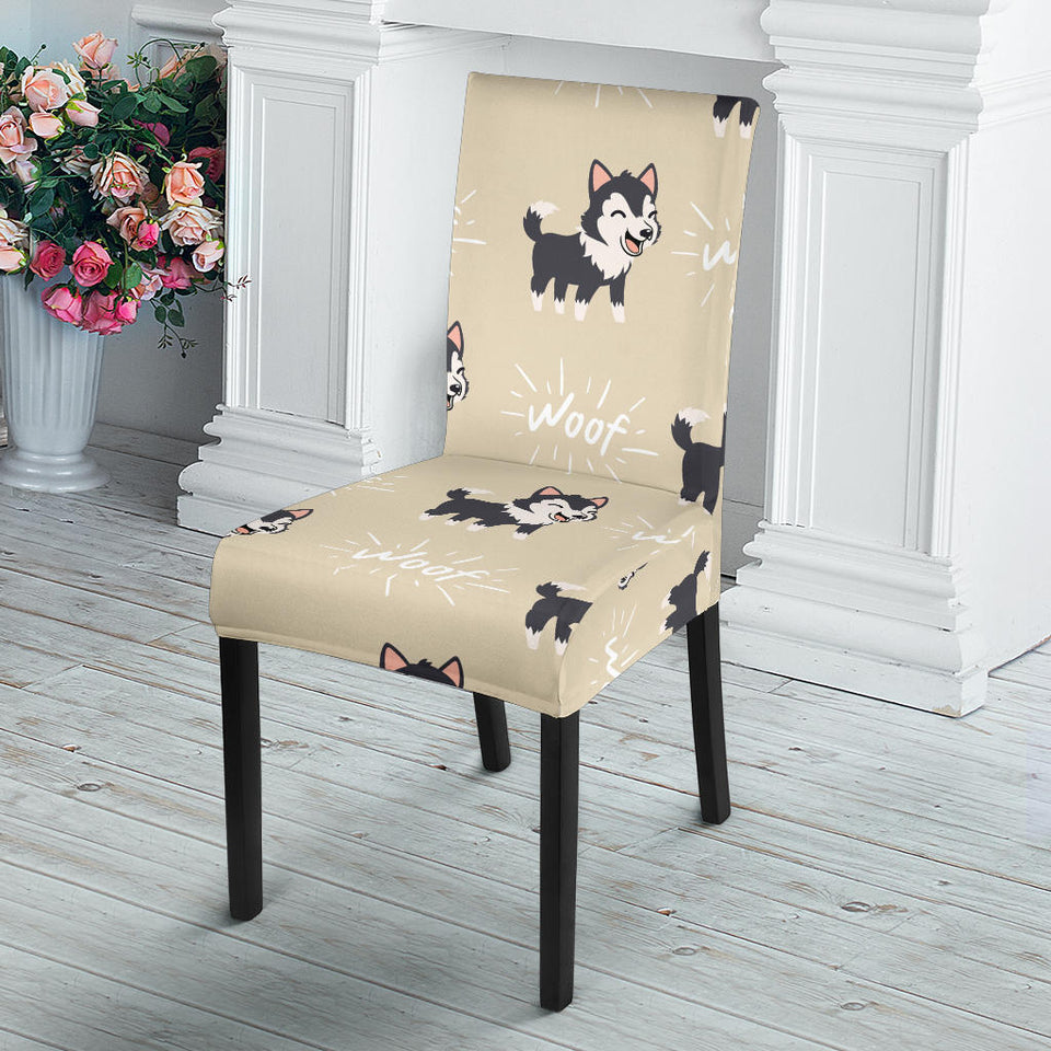 Cute Siberian Husky Dining Chair Slipcover