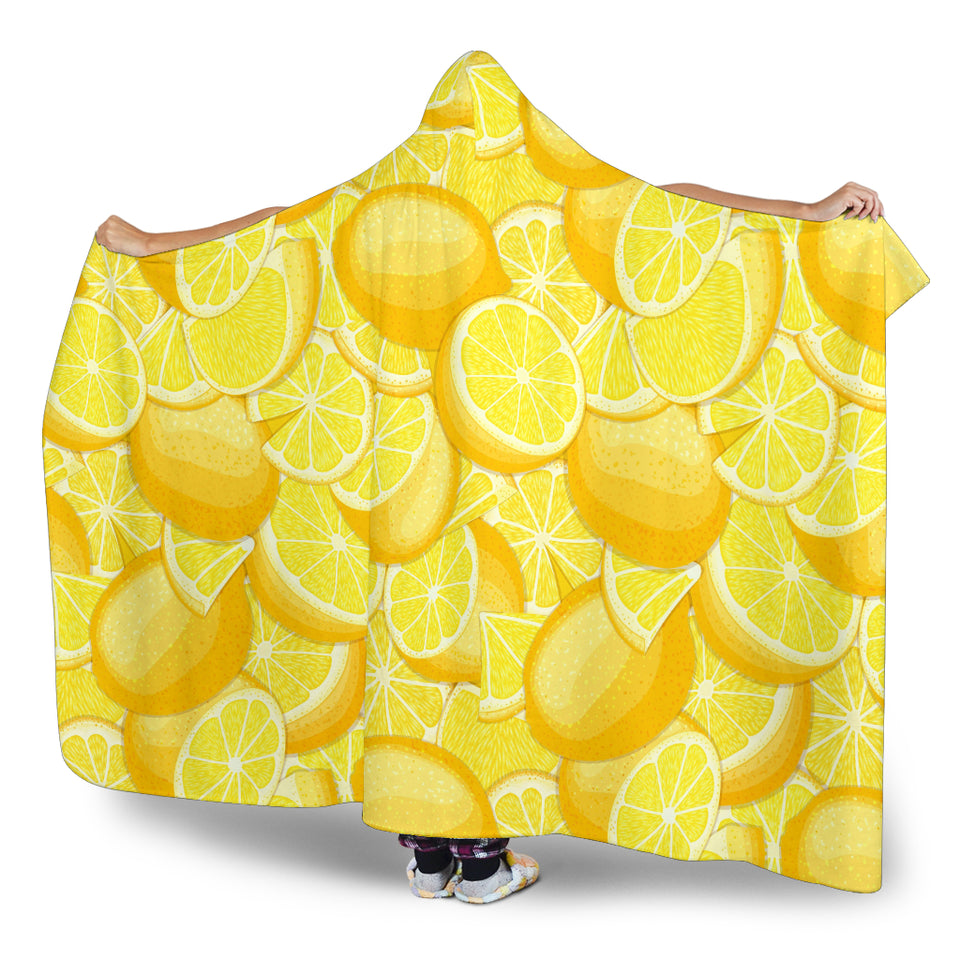 Lemon Pattern Hooded Blanket