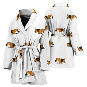 Cute Beagle Dog Sleeping Pattern Women'S Bathrobe