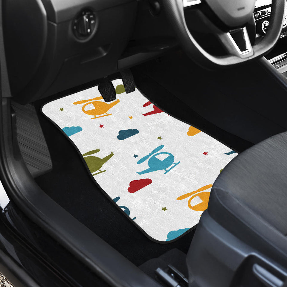 Colorful Helicopter Pattern Front And Back Car Mats